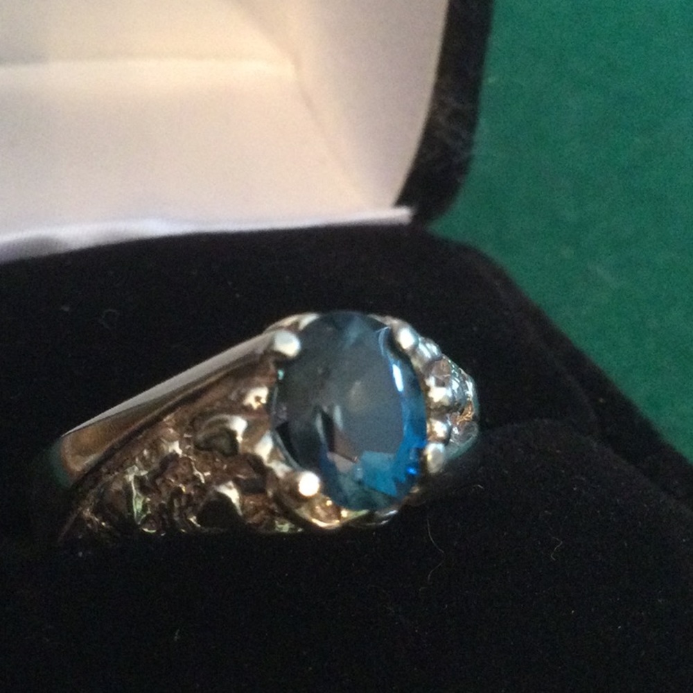 Genuine Rare London Blue Topaz Ring - Picture 2 of 12